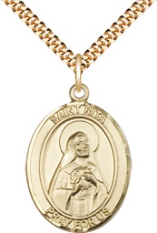 [7094GF/24G] 14kt Gold Filled Saint Rita of Cascia Pendant on a 24 inch Gold Plate Heavy Curb chain