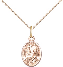 [9354GF/18GF] 14kt Gold Filled Saint Catherine of Bologna Pendant on a 18 inch Gold Filled Light Curb chain