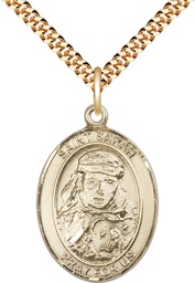 [7097GF/24G] 14kt Gold Filled Saint Sarah Pendant on a 24 inch Gold Plate Heavy Curb chain