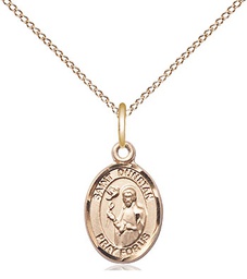 [9355GF/18GF] 14kt Gold Filled Saint Dunstan Pendant on a 18 inch Gold Filled Light Curb chain