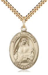 [7103GF/24G] 14kt Gold Filled Saint Edith Stein Pendant on a 24 inch Gold Plate Heavy Curb chain