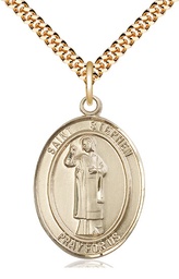 [7104GF/24G] 14kt Gold Filled Saint Stephen the Martyr Pendant on a 24 inch Gold Plate Heavy Curb chain