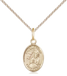 [9361GF/18GF] 14kt Gold Filled Saint Edwin Pendant on a 18 inch Gold Filled Light Curb chain