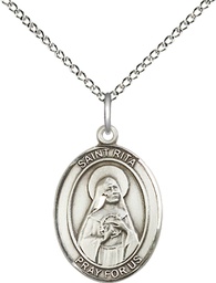 [8094SS/18SS] Sterling Silver Saint Rita of Cascia Pendant on a 18 inch Sterling Silver Light Curb chain