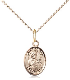 [9367GF/18GF] 14kt Gold Filled Saint Kieran Pendant on a 18 inch Gold Filled Light Curb chain