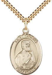 [7107GF/24G] 14kt Gold Filled Saint Thomas the Apostle Pendant on a 24 inch Gold Plate Heavy Curb chain