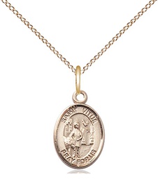 [9368GF/18GF] 14kt Gold Filled Saint Vitus Pendant on a 18 inch Gold Filled Light Curb chain