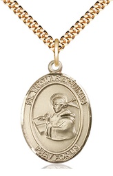 [7108GF/24G] 14kt Gold Filled Saint Thomas Aquinas Pendant on a 24 inch Gold Plate Heavy Curb chain