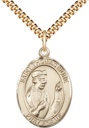 [7109GF/24G] 14kt Gold Filled Saint Thomas More Pendant on a 24 inch Gold Plate Heavy Curb chain