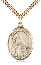 [7110GF/24G] 14kt Gold Filled Saint Veronica Pendant on a 24 inch Gold Plate Heavy Curb chain