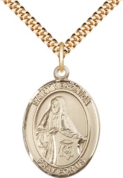 [7110GF/24G] 14kt Gold Filled Saint Veronica Pendant on a 24 inch Gold Plate Heavy Curb chain