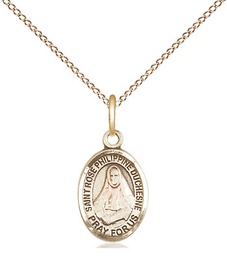 [9371GF/18GF] 14kt Gold Filled Saint Rose Philippine Pendant on a 18 inch Gold Filled Light Curb chain