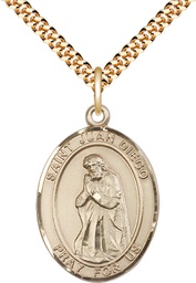 [7111GF/24G] 14kt Gold Filled Saint Juan Diego Pendant on a 24 inch Gold Plate Heavy Curb chain