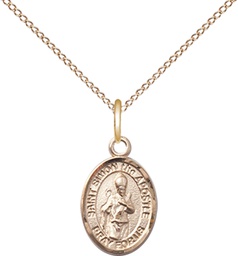 [9375GF/18GF] 14kt Gold Filled Saint Simon Pendant on a 18 inch Gold Filled Light Curb chain