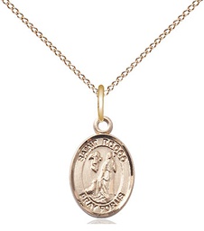 [9377GF/18GF] 14kt Gold Filled Saint Rocco Pendant on a 18 inch Gold Filled Light Curb chain