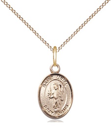 [9378GF/18GF] 14kt Gold Filled Saint Uriel the Archangel Pendant on a 18 inch Gold Filled Light Curb chain