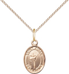 [9381GF/18GF] 14kt Gold Filled Saint Aidan of Lindesfarne Pendant on a 18 inch Gold Filled Light Curb chain