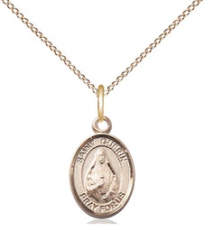 [9382GF/18GF] 14kt Gold Filled Saint Theodora Pendant on a 18 inch Gold Filled Light Curb chain