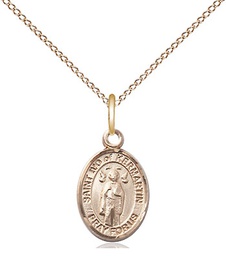 [9384GF/18GF] 14kt Gold Filled Saint Ivo Pendant on a 18 inch Gold Filled Light Curb chain