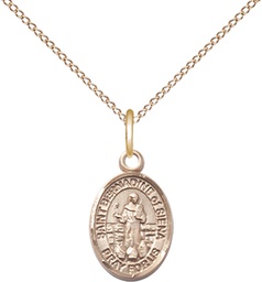 [9387GF/18GF] 14kt Gold Filled Saint Bernadine of Sienna Pendant on a 18 inch Gold Filled Light Curb chain