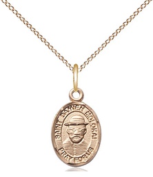 [9412GF/18GF] 14kt Gold Filled Saint Damien of Molokai Pendant on a 18 inch Gold Filled Light Curb chain
