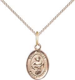 [9418GF/18GF] 14kt Gold Filled Saint Dismas Pendant on a 18 inch Gold Filled Light Curb chain