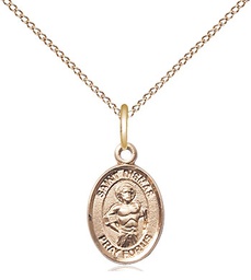 [9418GF/18GF] 14kt Gold Filled Saint Dismas Pendant on a 18 inch Gold Filled Light Curb chain