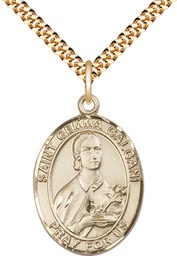 [7130GF/24G] 14kt Gold Filled Saint Gemma Galgani Pendant on a 24 inch Gold Plate Heavy Curb chain