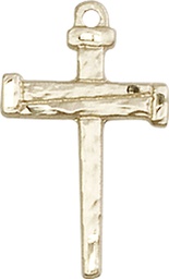 [0012KT] 14kt Gold Nail Cross Medal