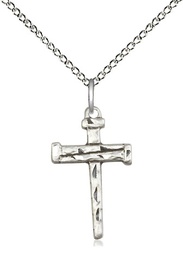 [0012SS/18SS] Sterling Silver Nail Cross Pendant on a 18 inch Sterling Silver Light Curb chain