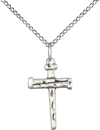 [0012SS/18SS] Sterling Silver Nail Cross Pendant on a 18 inch Sterling Silver Light Curb chain
