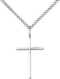 [0014MSS/18SS] Sterling Silver Cross Pendant on a 18 inch Sterling Silver Light Curb chain