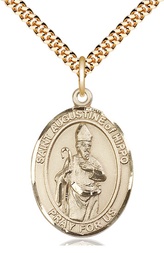 [7202GF/24G] 14kt Gold Filled Saint Augustine of Hippo Pendant on a 24 inch Gold Plate Heavy Curb chain