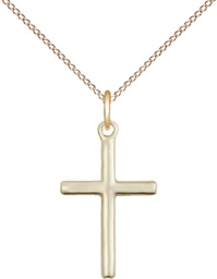 [0017YGF/18GF] 14kt Gold Filled Cross Pendant on a 18 inch Gold Filled Light Curb chain