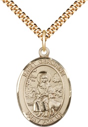 [7211GF/24G] 14kt Gold Filled Saint Germaine Cousin Pendant on a 24 inch Gold Plate Heavy Curb chain