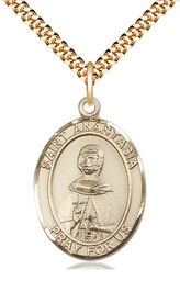 [7213GF/24G] 14kt Gold Filled Saint Anastasia Pendant on a 24 inch Gold Plate Heavy Curb chain
