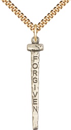 [0035GF/24G] 14kt Gold Filled Forgiven Nail Pendant on a 24 inch Gold Plate Heavy Curb chain