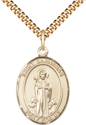 [7216GF/24G] 14kt Gold Filled Saint Barnabas Pendant on a 24 inch Gold Plate Heavy Curb chain