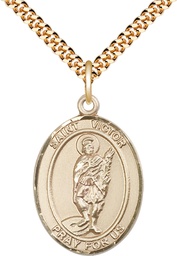 [7223GF/24G] 14kt Gold Filled Saint Victor of Marseilles Pendant on a 24 inch Gold Plate Heavy Curb chain
