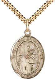 [7231GF/24G] 14kt Gold Filled Saint John of the Cross Pendant on a 24 inch Gold Plate Heavy Curb chain