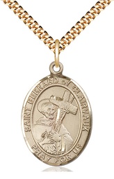 [7233GF/24G] 14kt Gold Filled Saint Bernard of Clairvaux Pendant on a 24 inch Gold Plate Heavy Curb chain