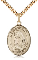 [7236GF/24G] 14kt Gold Filled Saint Madeline Sophie Barat Pendant on a 24 inch Gold Plate Heavy Curb chain