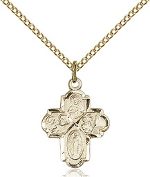 [0047GF/18GF] 14kt Gold Filled 4-Way Pendant on a 18 inch Gold Filled Light Curb chain