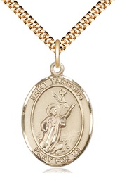 [7261GF/24G] 14kt Gold Filled Saint Tarcisius Pendant on a 24 inch Gold Plate Heavy Curb chain