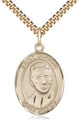 [7266GF/24G] 14kt Gold Filled Saint Eugene de Mazenod Pendant on a 24 inch Gold Plate Heavy Curb chain