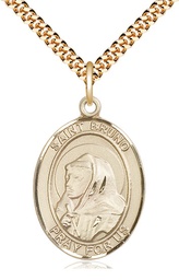[7270GF/24G] 14kt Gold Filled Saint Bruno Pendant on a 24 inch Gold Plate Heavy Curb chain