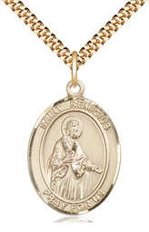 [7274GF/24G] 14kt Gold Filled Saint Remigius of Reims Pendant on a 24 inch Gold Plate Heavy Curb chain