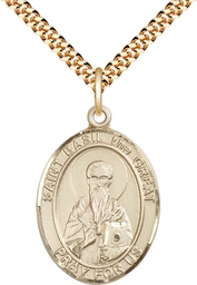 [7275GF/24G] 14kt Gold Filled Saint Basil the Great Pendant on a 24 inch Gold Plate Heavy Curb chain