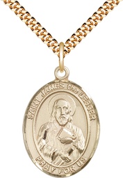 [7277GF/24G] 14kt Gold Filled Saint James the Lesser Pendant on a 24 inch Gold Plate Heavy Curb chain