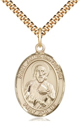 [7277GF/24G] 14kt Gold Filled Saint James the Lesser Pendant on a 24 inch Gold Plate Heavy Curb chain